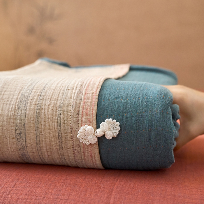 91家纺网 家纺一手货源 找家纺 春皖家纺 2026新款全棉提花双层纱盘扣四件套-旗袍风系列 组合图