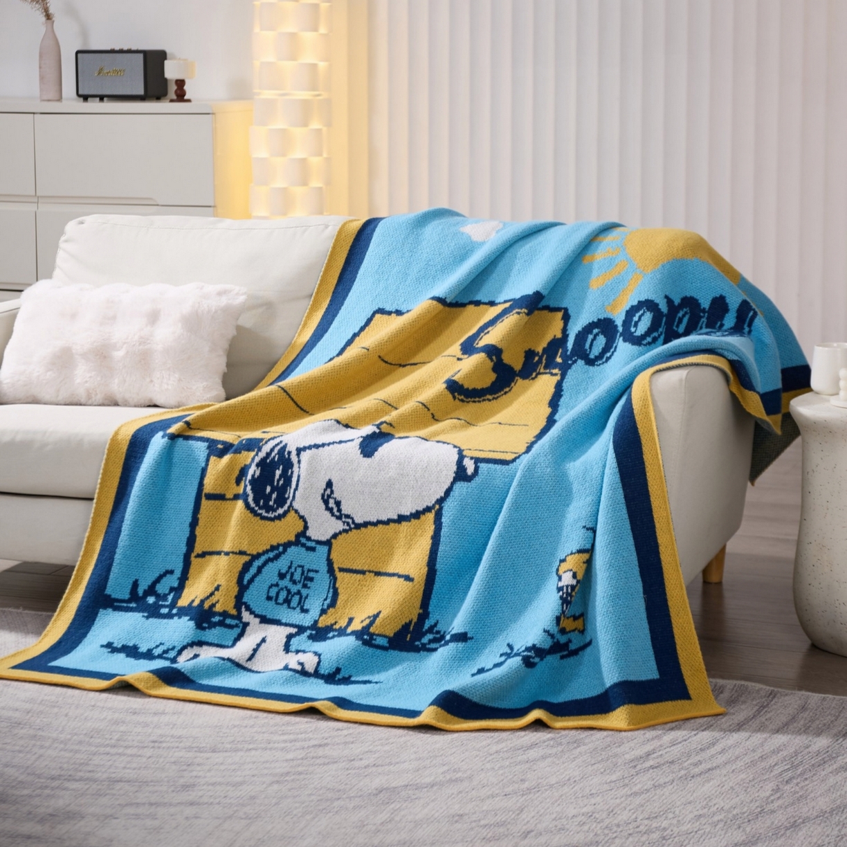 91家纺网 家纺一手货源 找家纺 （总）苏艺针织史努比SNOOPY正版授权独家针织毯儿童毯披肩多功能盖毯礼物终端控价