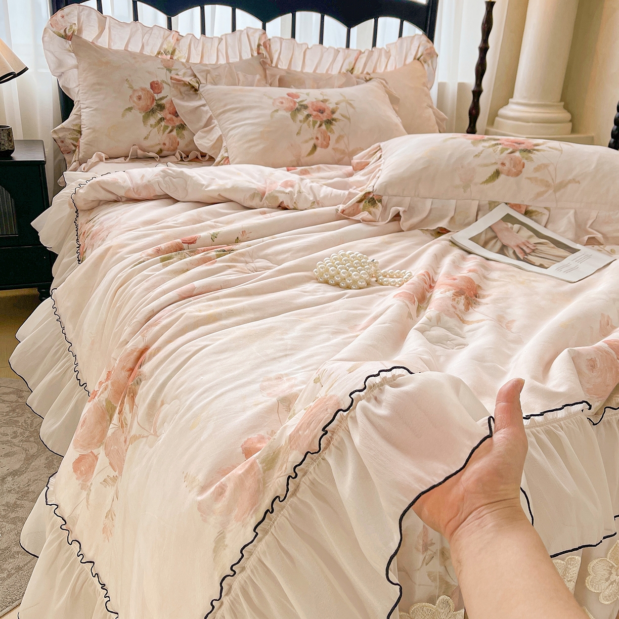 91家纺网 家纺一手货源 找家纺 宜凡家纺 2026新款全棉数码印花夏被床裙四件套③号系列 北岛