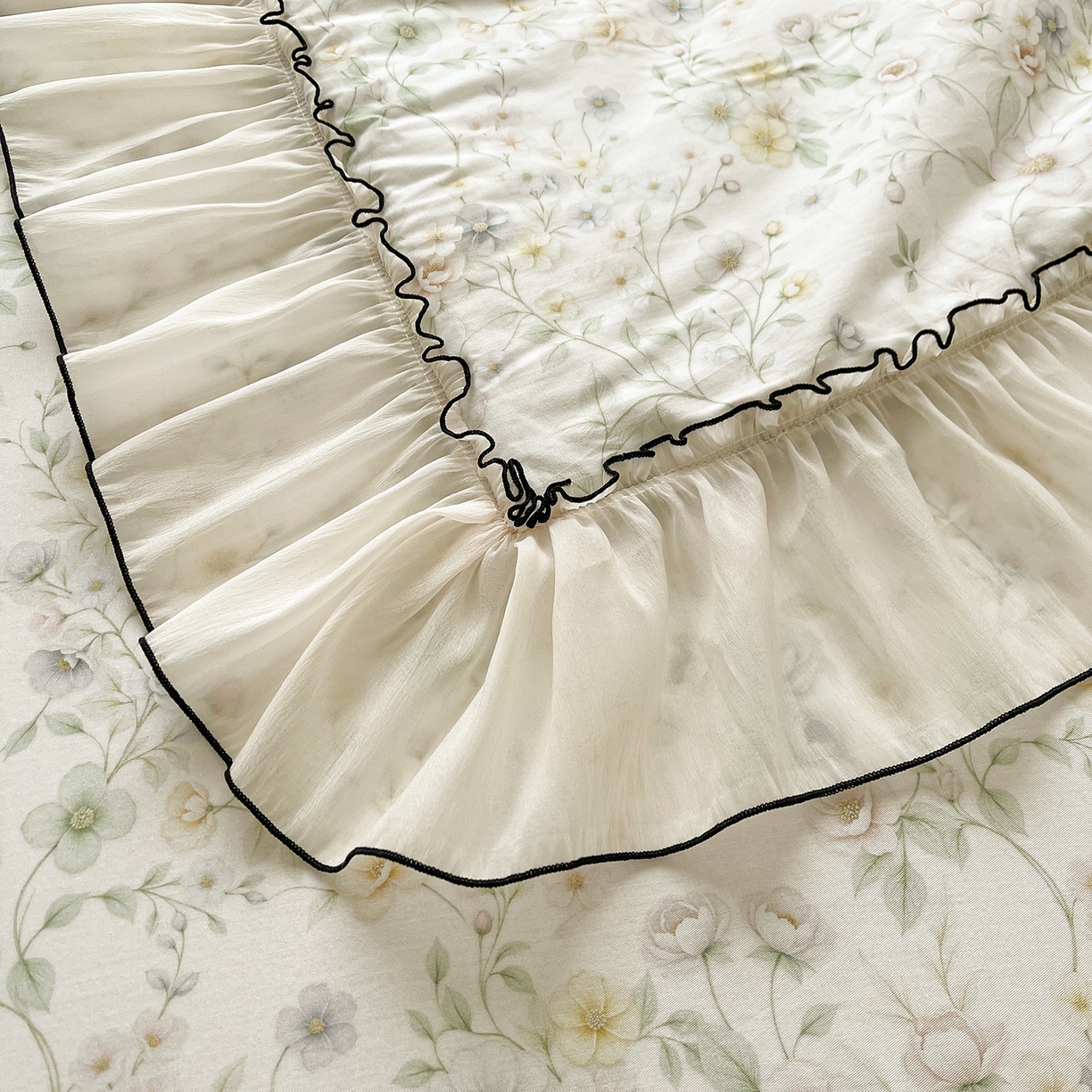 91家纺网 家纺一手货源 找家纺 宜凡家纺 2026新款全棉数码印花夏被床裙四件套③号系列 芳若