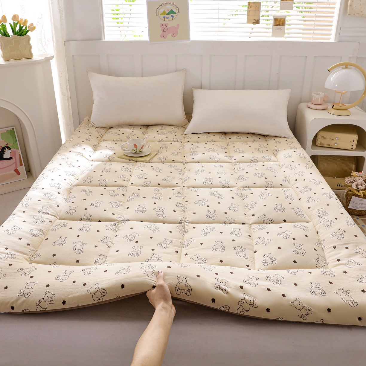 91家纺网 家纺一手货源 找家纺 嘉贝 2026新款A类云朵棉新疆棉花床垫 小熊博士