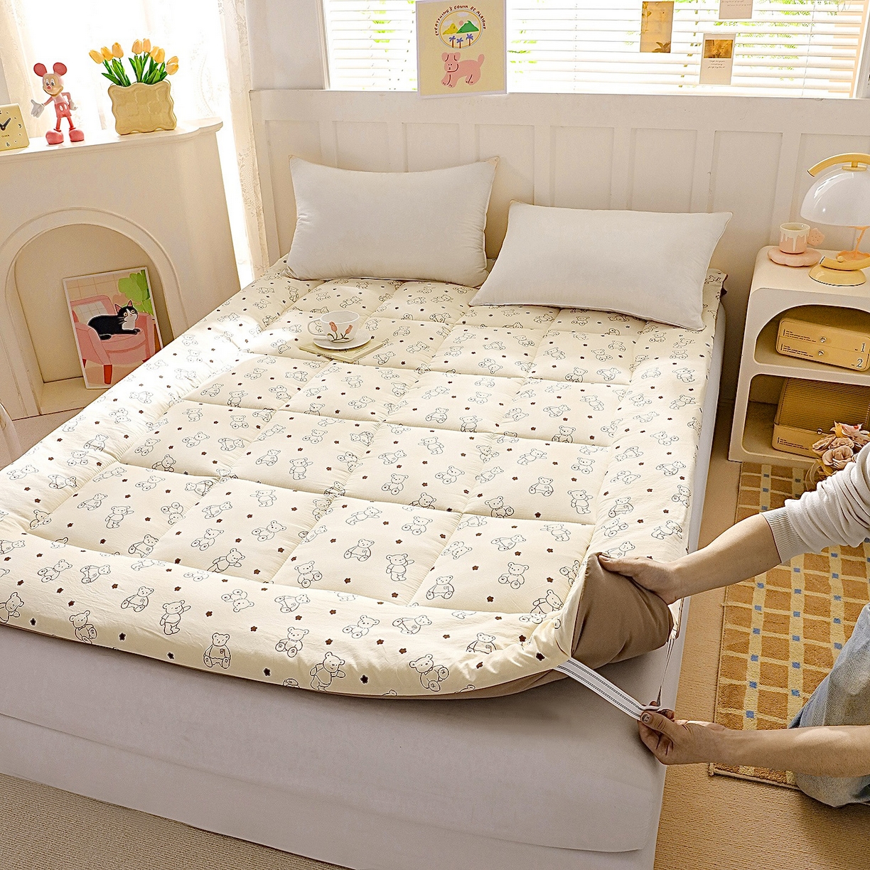 91家纺网 家纺一手货源 找家纺 嘉贝 2026新款A类云朵棉新疆棉花床垫 小熊博士