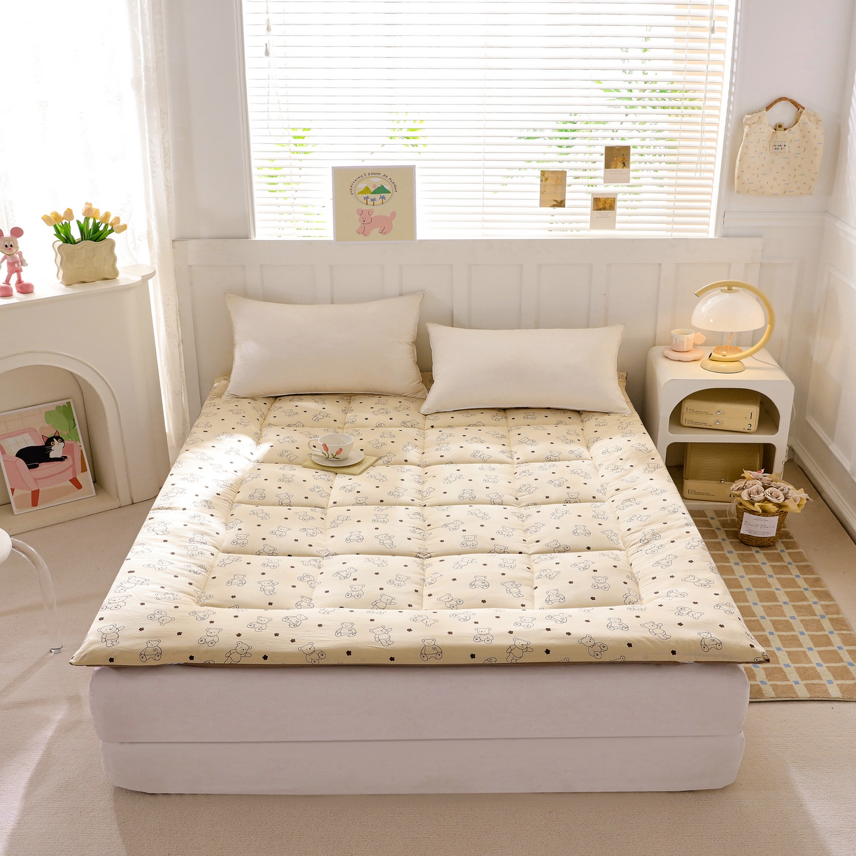 91家纺网 家纺一手货源 找家纺 嘉贝 2026新款A类云朵棉新疆棉花床垫 小熊博士