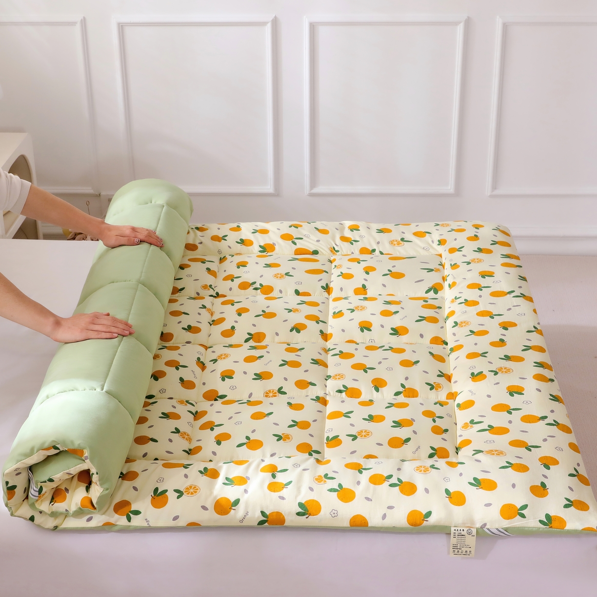 91家纺网 家纺一手货源 找家纺 嘉贝 2026新款A类云朵棉新疆棉花床垫 心想事橙