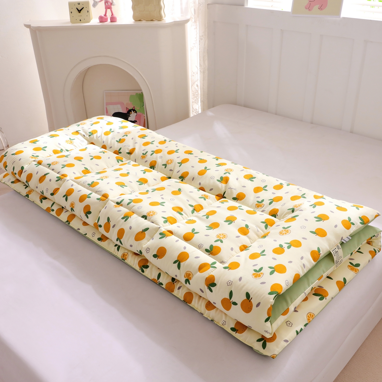 91家纺网 家纺一手货源 找家纺 嘉贝 2026新款A类云朵棉新疆棉花床垫 心想事橙