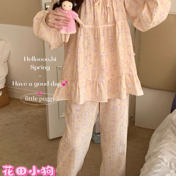 （总）妍景家居生活馆 2026新款蝴蝶结双层纱碎花套装