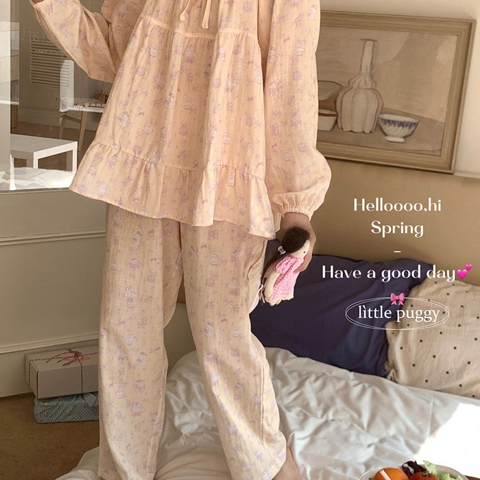 91家纺网 家纺一手货源 找家纺 （总）妍景家居生活馆 2026新款蝴蝶结双层纱碎花套装