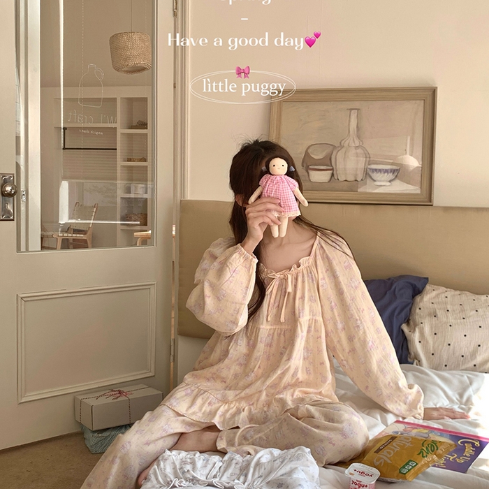 91家纺网 家纺一手货源 找家纺 （总）妍景家居生活馆 2026新款蝴蝶结双层纱碎花套装