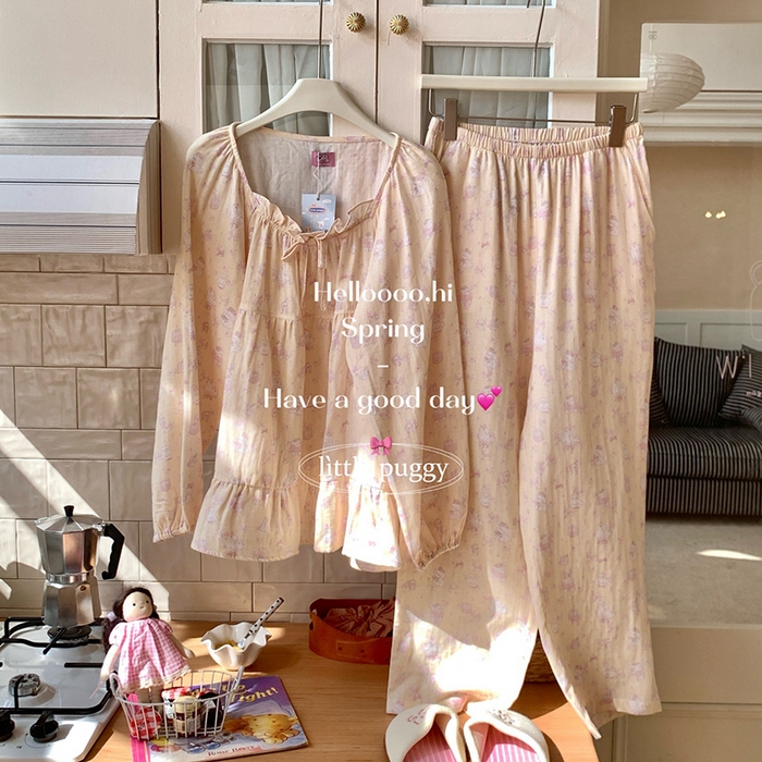 91家纺网 家纺一手货源 找家纺 （总）妍景家居生活馆 2026新款蝴蝶结双层纱碎花套装