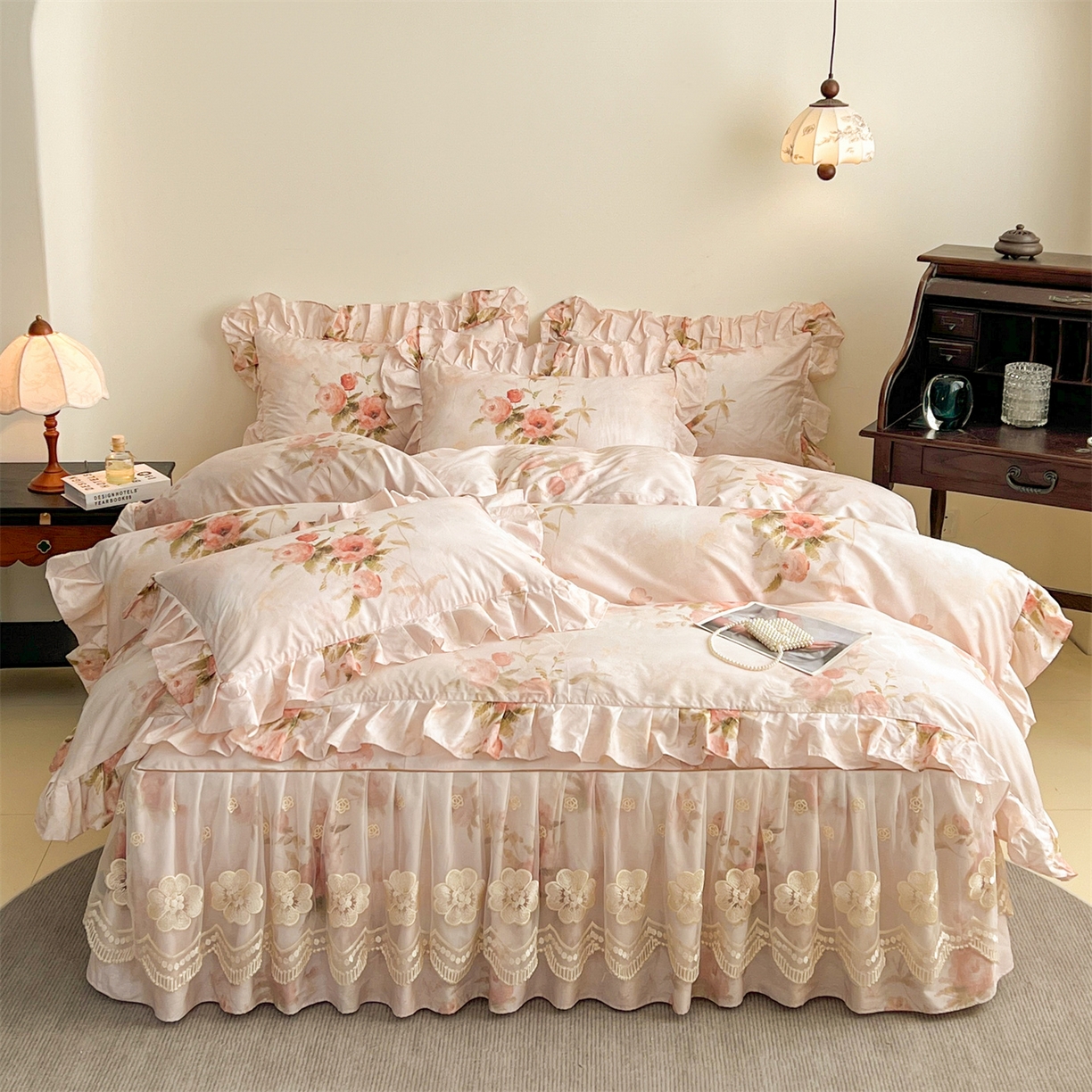 91家纺网 家纺一手货源 找家纺 （总）宜凡家纺 2026新款全棉数码印花单层床裙四件套③号系列