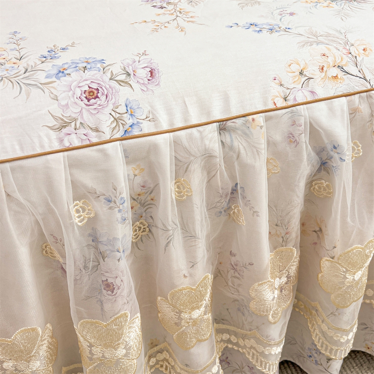 91家纺网 家纺一手货源 找家纺 宜凡家纺 2026新款全棉数码印花单层床裙四件套③号系列 梵汐