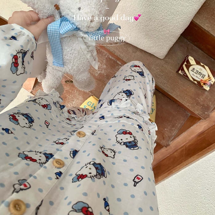 91家纺网 家纺一手货源 找家纺 妍景家居生活馆 2026新款木耳边纱布套装 蓝紫百合小猫