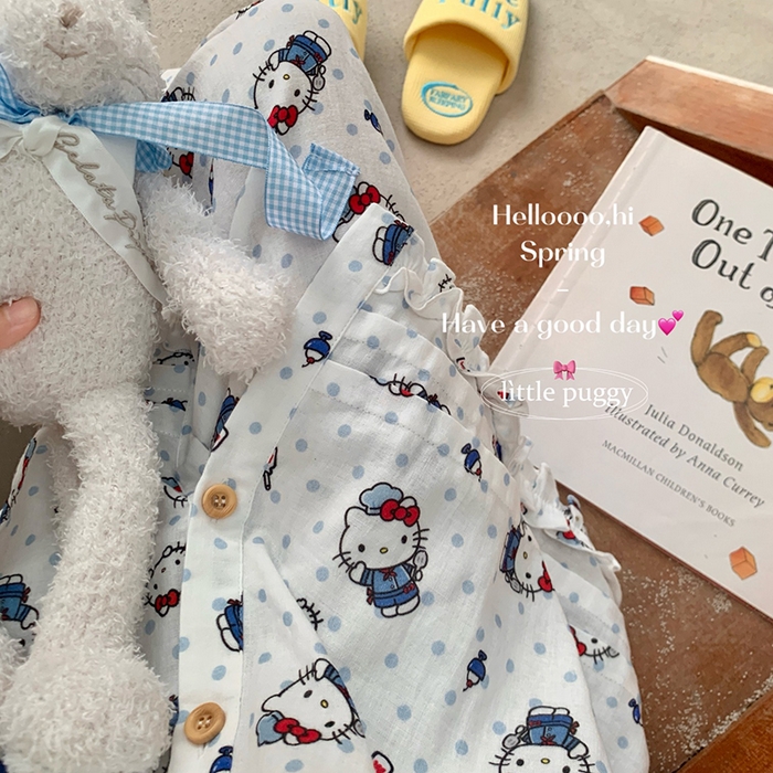 91家纺网 家纺一手货源 找家纺 妍景家居生活馆 2026新款木耳边纱布套装 蓝紫百合小猫