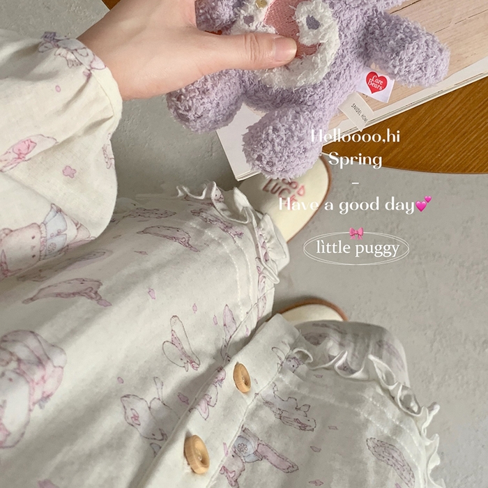 91家纺网 家纺一手货源 找家纺 妍景家居生活馆 2026新款木耳边纱布套装 米色礼物泡泡熊