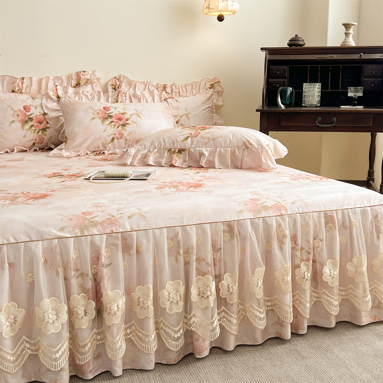 91家纺网 家纺一手货源 找家纺 宜凡家纺 2026新款全棉数码印花单层床裙三件套③号系列 北岛