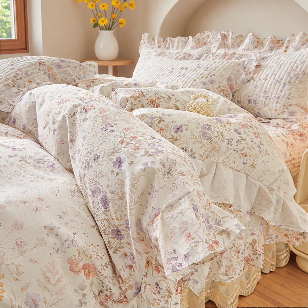 91家纺网 家纺一手货源 找家纺 宜凡家纺 2026新款全棉数码印花床盖四件套③号系列 漫枝