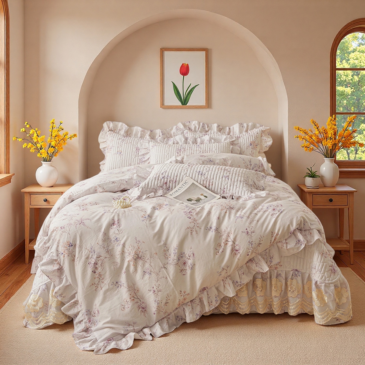 91家纺网 家纺一手货源 找家纺 宜凡家纺 2026新款全棉数码印花床盖四件套③号系列 梵汐