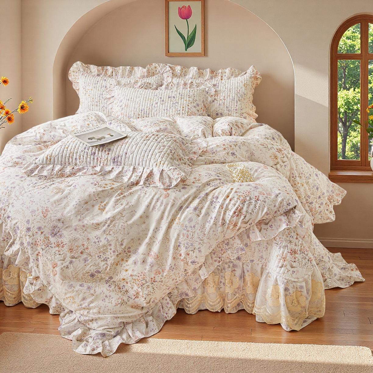 91家纺网 家纺一手货源 找家纺 宜凡家纺 2026新款全棉数码印花床盖四件套③号系列 漫枝