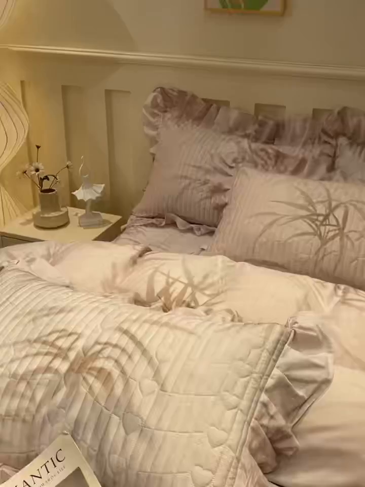 91家纺网 家纺一手货源 找家纺 宜凡家纺 2026新款全棉数码印花床盖四件套③号系列 竹影-粉