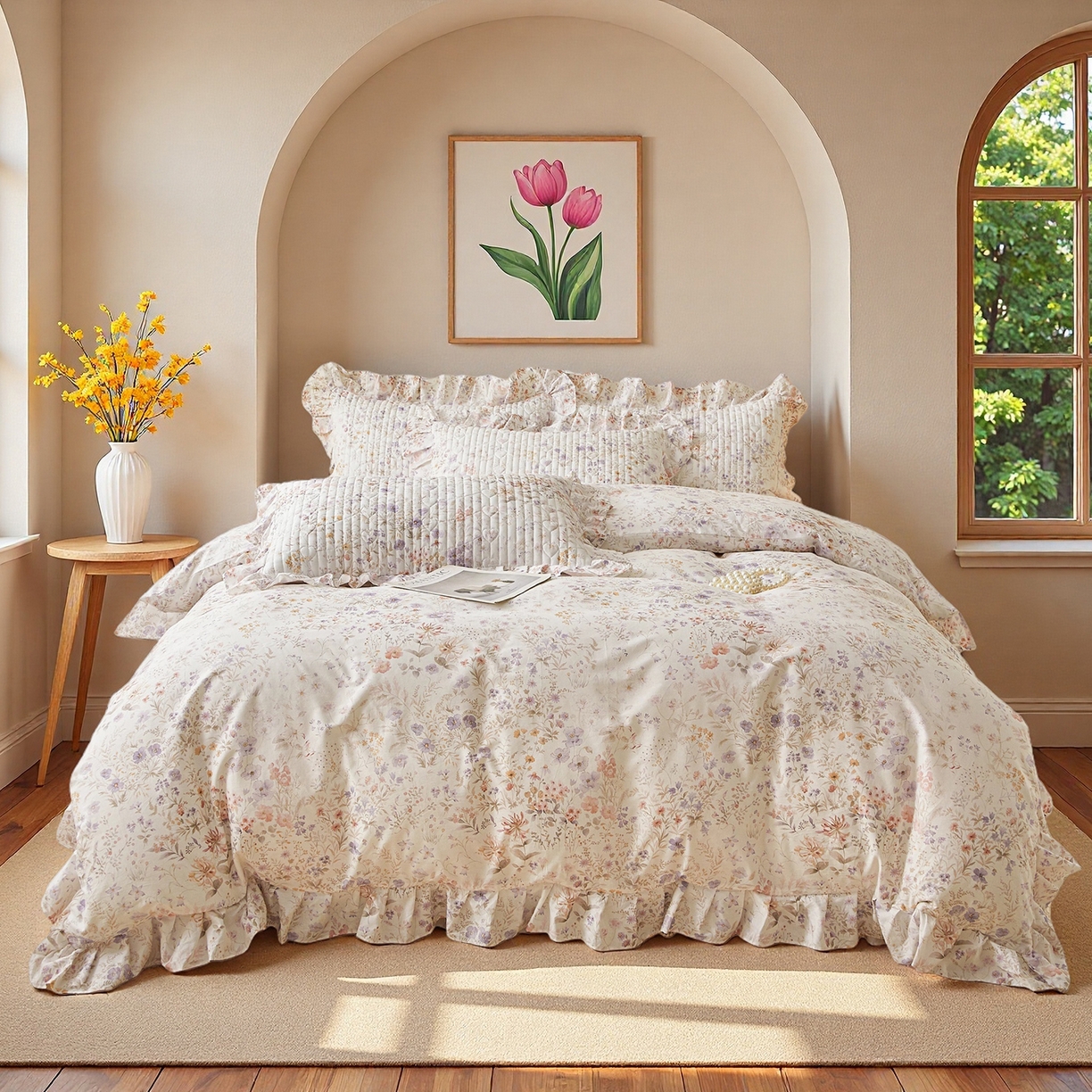 91家纺网 家纺一手货源 找家纺 宜凡家纺 2026新款全棉数码印花床盖四件套③号系列 漫枝