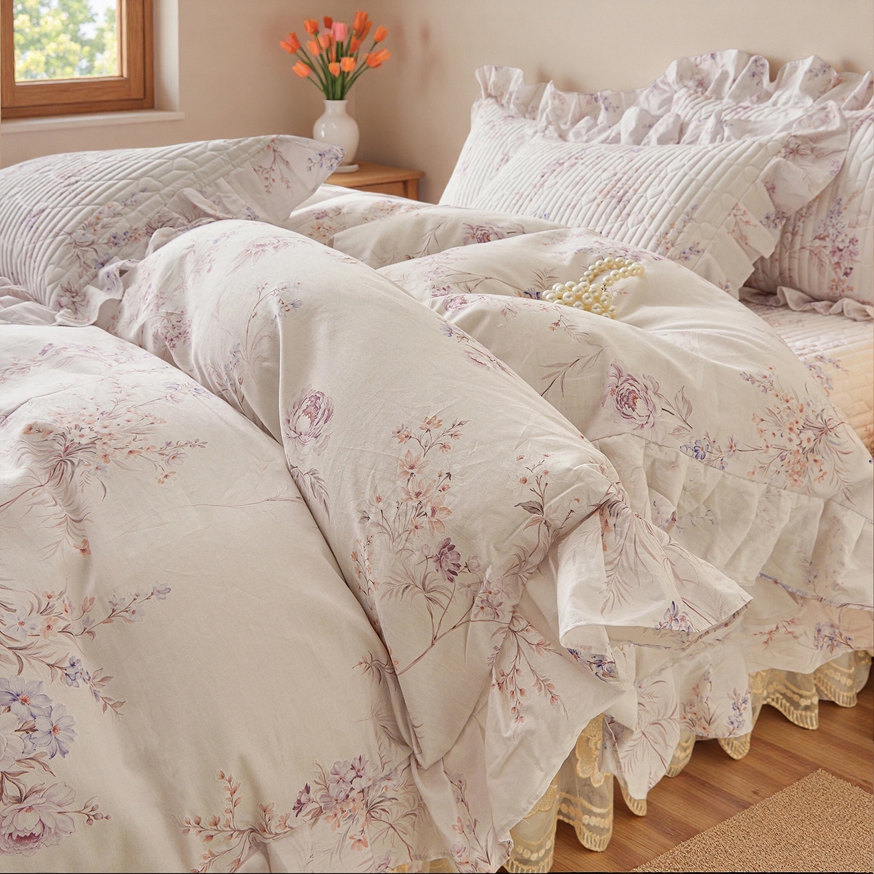 91家纺网 家纺一手货源 找家纺 宜凡家纺 2026新款全棉数码印花床盖四件套③号系列 梵汐