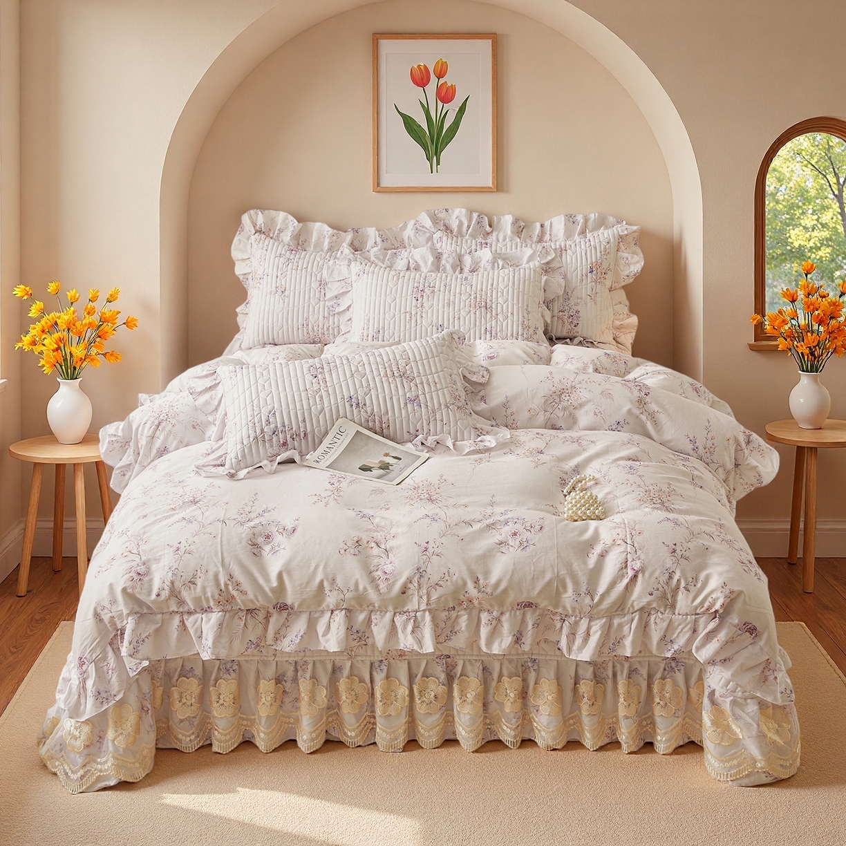 91家纺网 家纺一手货源 找家纺 宜凡家纺 2026新款全棉数码印花床盖四件套③号系列 梵汐