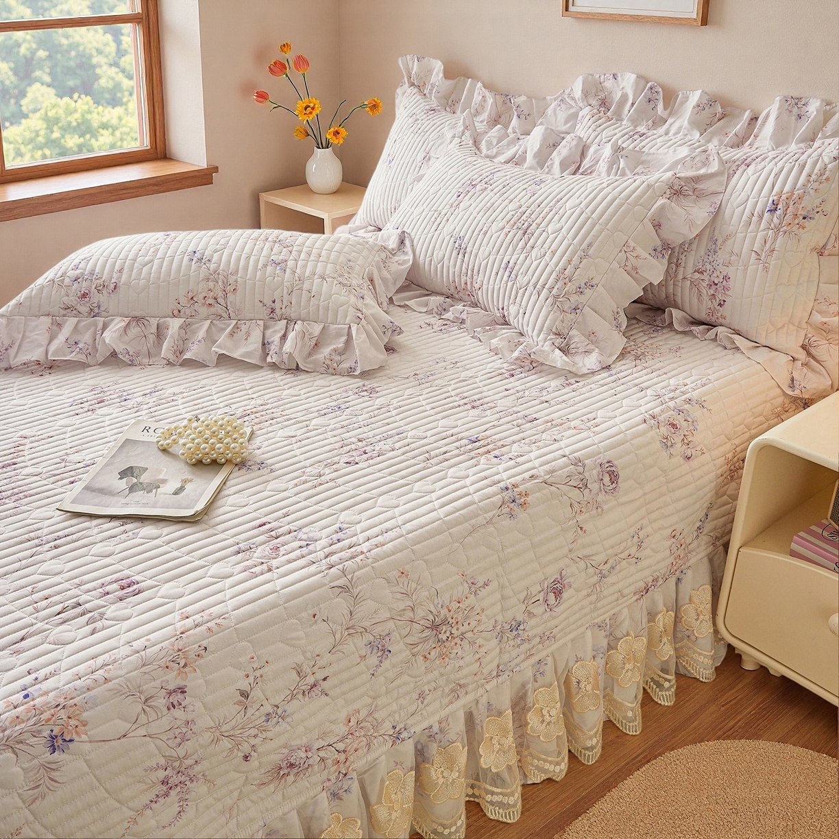 91家纺网 家纺一手货源 找家纺 宜凡家纺 2026新款全棉数码印花床盖四件套③号系列 梵汐