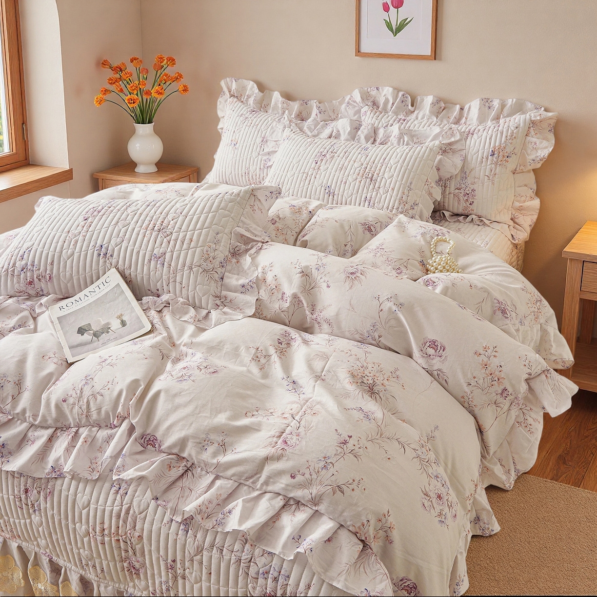 91家纺网 家纺一手货源 找家纺 宜凡家纺 2026新款全棉数码印花床盖四件套③号系列 梵汐