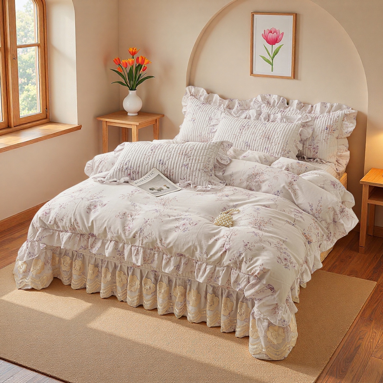 91家纺网 家纺一手货源 找家纺 宜凡家纺 2026新款全棉数码印花床盖四件套③号系列 梵汐