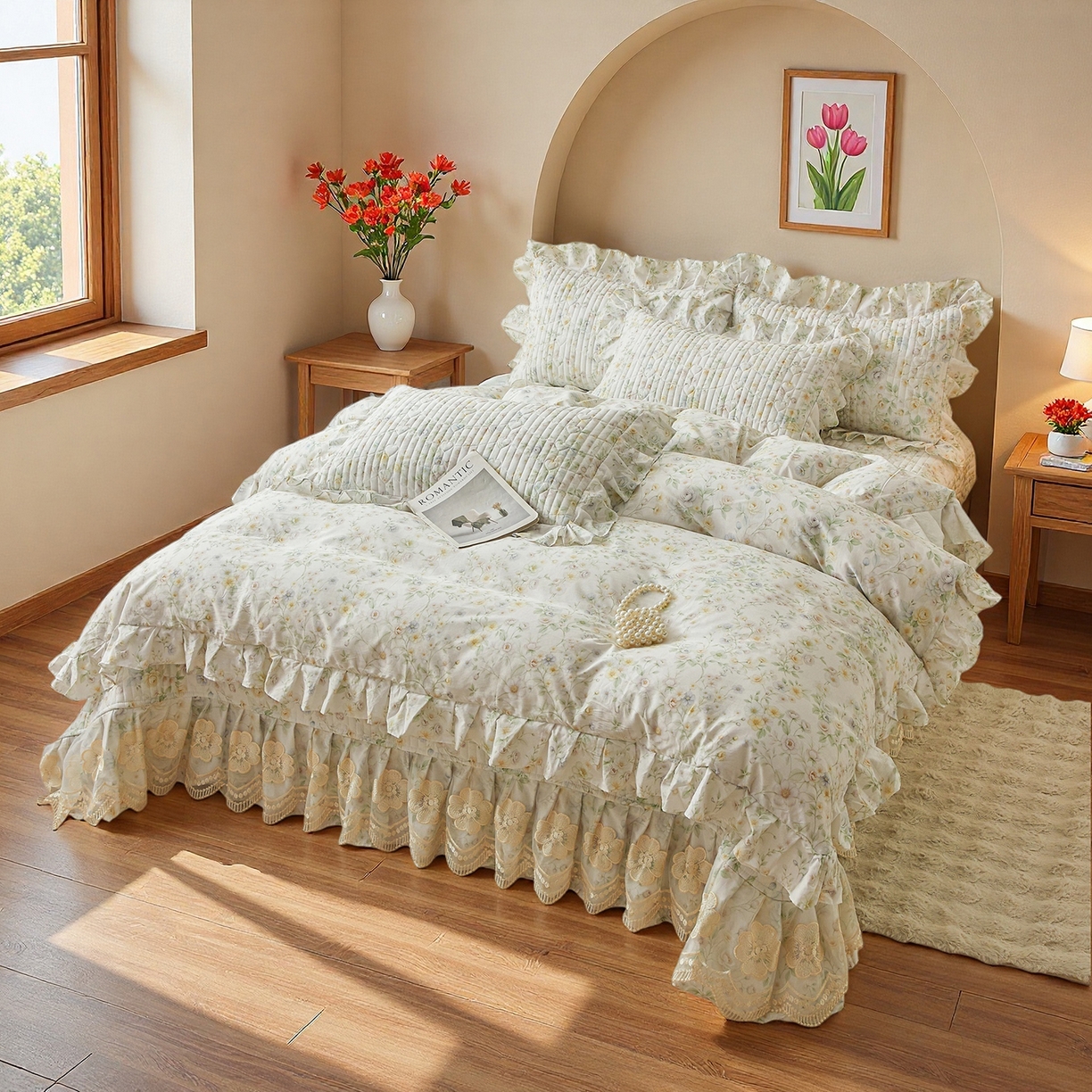 91家纺网 家纺一手货源 找家纺 宜凡家纺 2026新款全棉数码印花床盖四件套③号系列 芳若