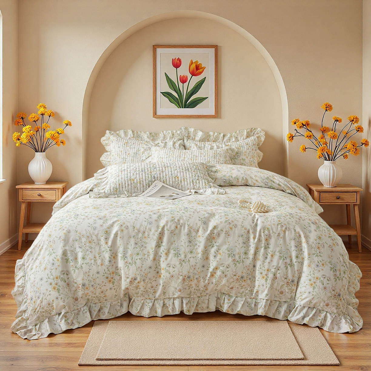 91家纺网 家纺一手货源 找家纺 宜凡家纺 2026新款全棉数码印花床盖四件套③号系列 芳若