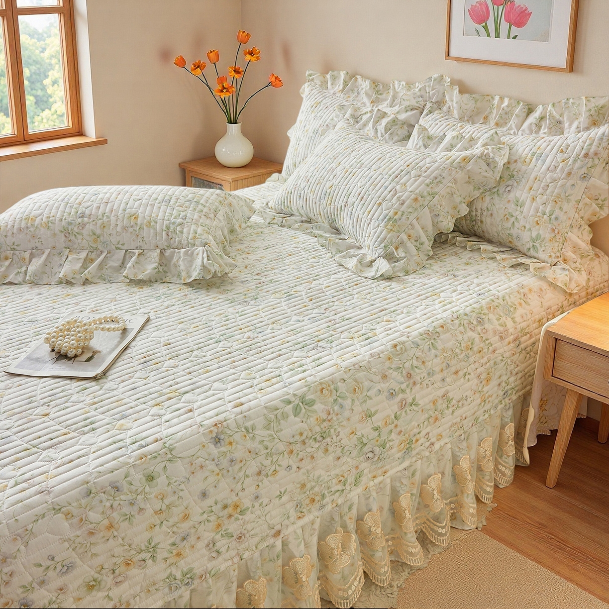 91家纺网 家纺一手货源 找家纺 宜凡家纺 2026新款全棉数码印花床盖四件套③号系列 芳若