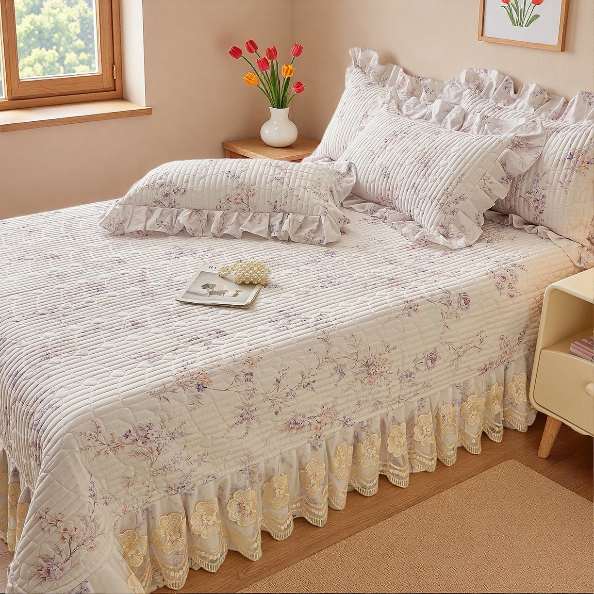 91家纺网 家纺一手货源 找家纺 宜凡家纺 2026新款全棉数码印花床盖四件套③号系列 梵汐