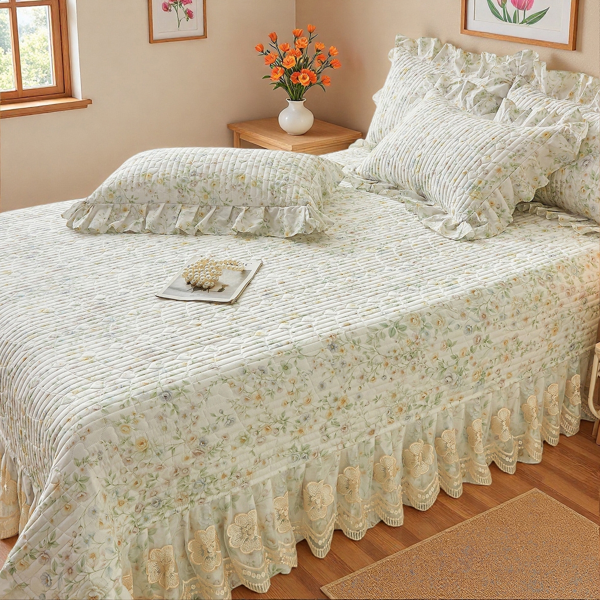 91家纺网 家纺一手货源 找家纺 宜凡家纺 2026新款全棉数码印花床盖四件套③号系列 芳若