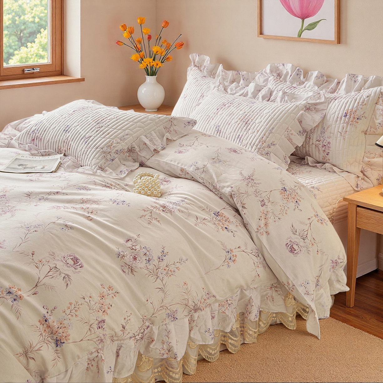 91家纺网 家纺一手货源 找家纺 宜凡家纺 2026新款全棉数码印花床盖四件套③号系列 梵汐