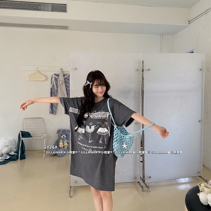 91家纺网 家纺一手货源 找家纺 （总）妍景家居生活馆 2026新款睡裙-芭蕾T深灰