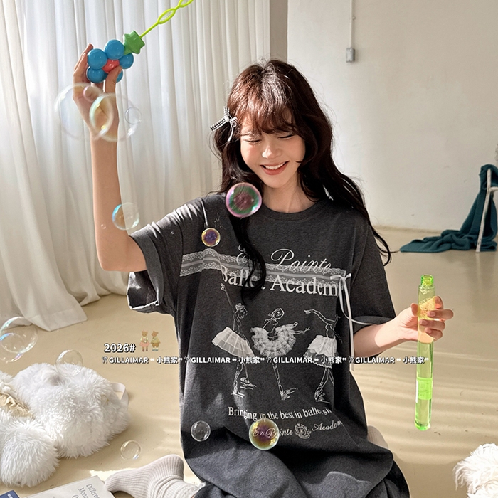 91家纺网 家纺一手货源 找家纺 （总）妍景家居生活馆 2026新款睡裙-芭蕾T深灰