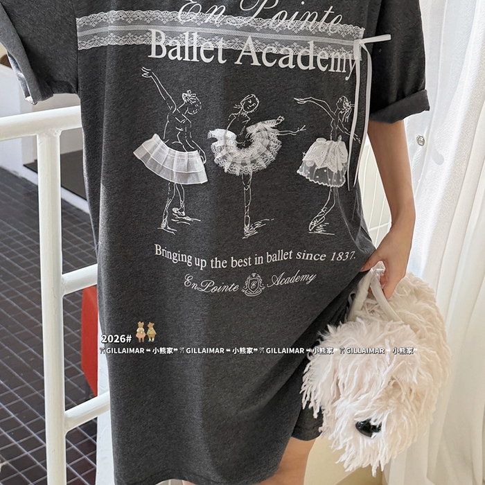 91家纺网 家纺一手货源 找家纺 （总）妍景家居生活馆 2026新款睡裙-芭蕾T深灰