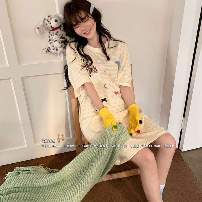 91家纺网 家纺一手货源 找家纺 （总）妍景家居生活馆 2026新款睡裙-板凳小狗T