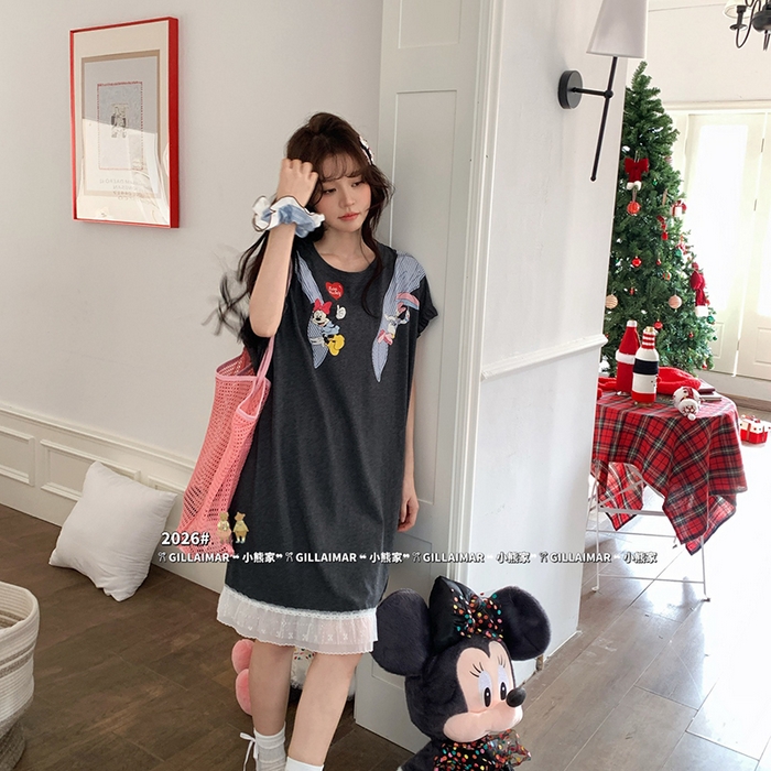 91家纺网 家纺一手货源 找家纺 妍景家居生活馆 2026新款睡裙-黛丝米妮T 深灰色