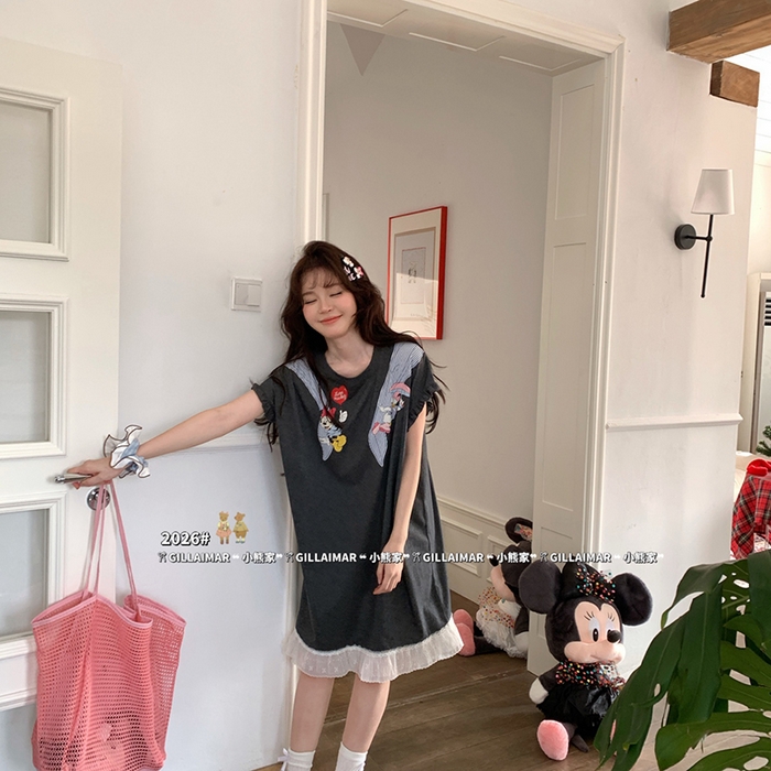 91家纺网 家纺一手货源 找家纺 妍景家居生活馆 2026新款睡裙-黛丝米妮T 深灰色