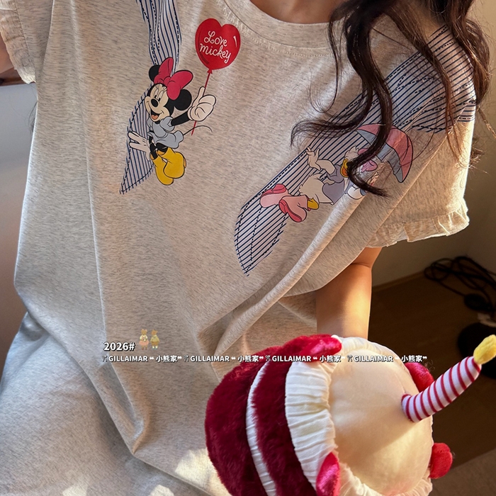 91家纺网 家纺一手货源 找家纺 妍景家居生活馆 2026新款睡裙-黛丝米妮T 浅灰色