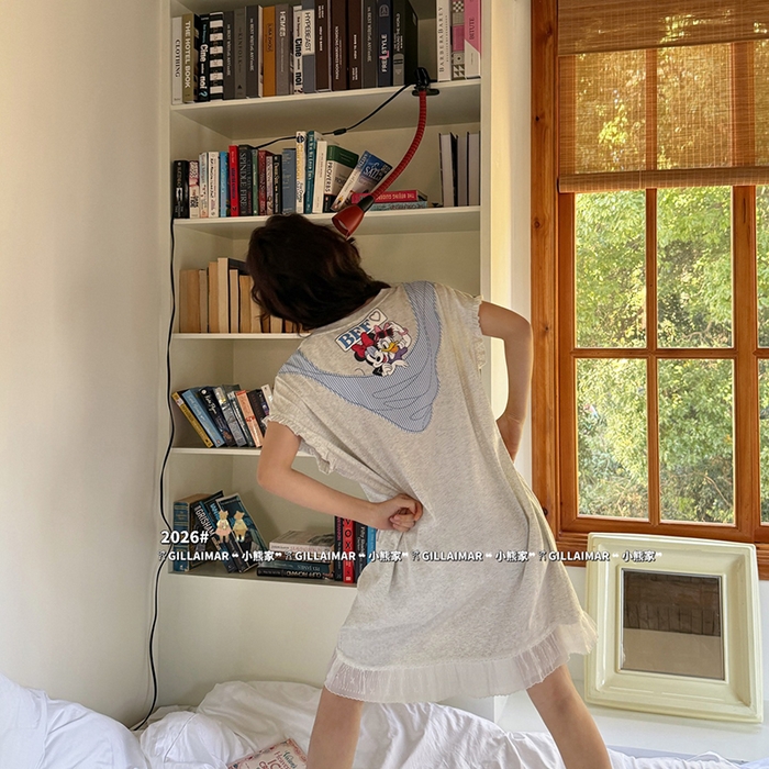 91家纺网 家纺一手货源 找家纺 妍景家居生活馆 2026新款睡裙-黛丝米妮T 浅灰色