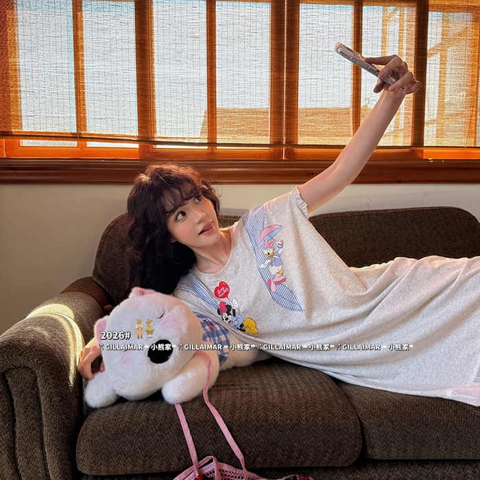 91家纺网 家纺一手货源 找家纺 妍景家居生活馆 2026新款睡裙-黛丝米妮T 浅灰色