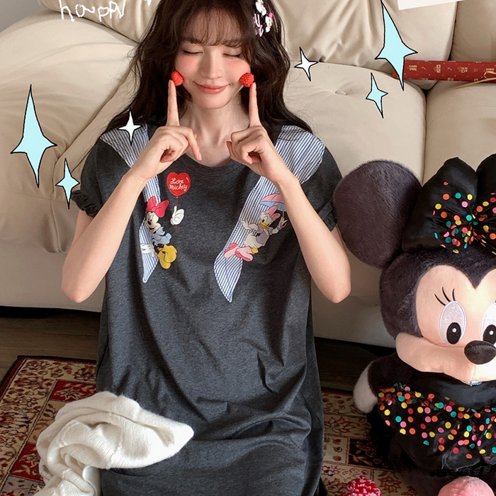 91家纺网 家纺一手货源 找家纺 妍景家居生活馆 2026新款睡裙-黛丝米妮T 深灰色