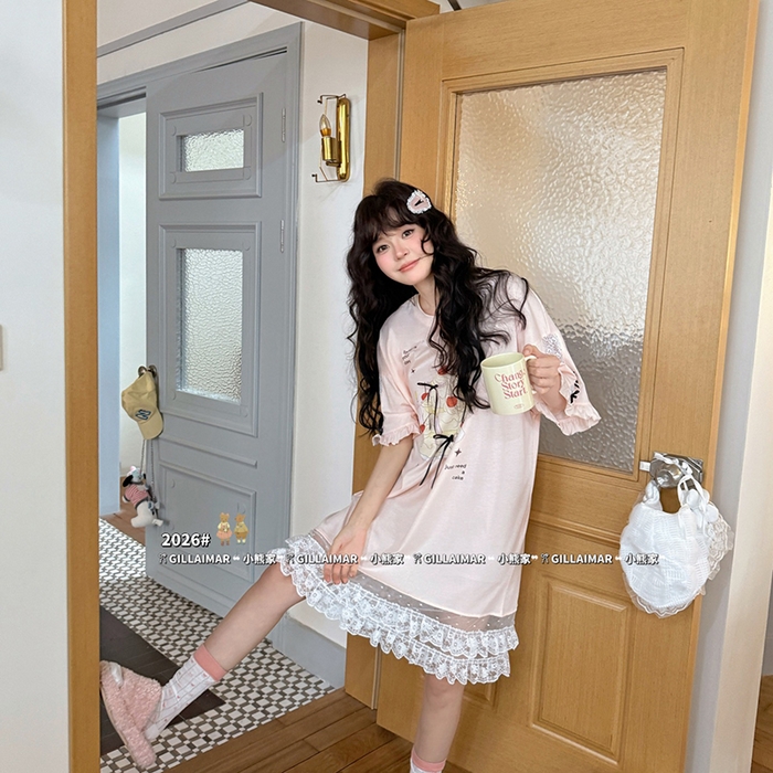 91家纺网 家纺一手货源 找家纺 （总）妍景家居生活馆 2026新款睡裙-蕾丝蛋糕T