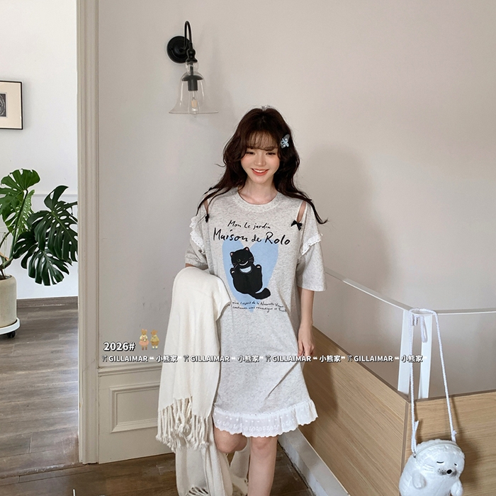 91家纺网 家纺一手货源 找家纺 （总）妍景家居生活馆 2026新款睡裙-猫布布T