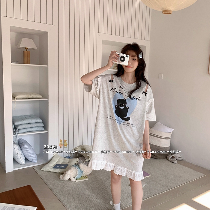 91家纺网 家纺一手货源 找家纺 （总）妍景家居生活馆 2026新款睡裙-猫布布T