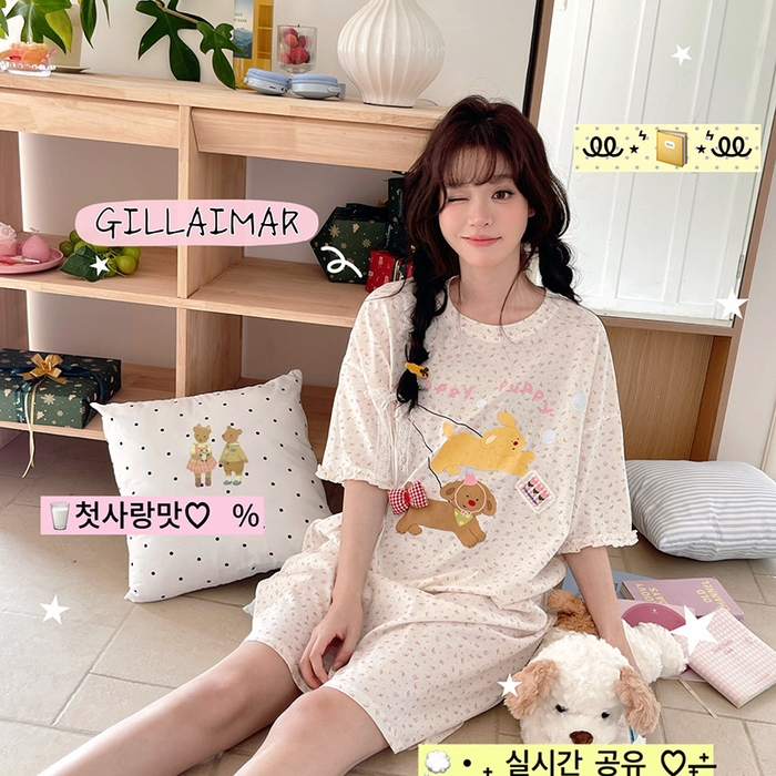 91家纺网 家纺一手货源 找家纺 妍景家居生活馆 2026新款睡裙-散步T 米黄