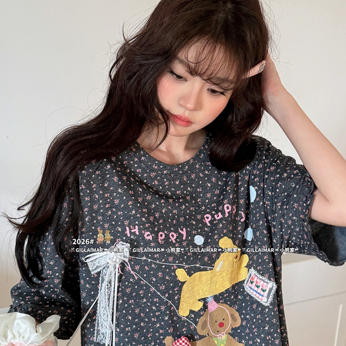 91家纺网 家纺一手货源 找家纺 妍景家居生活馆 2026新款睡裙-散步T 深灰